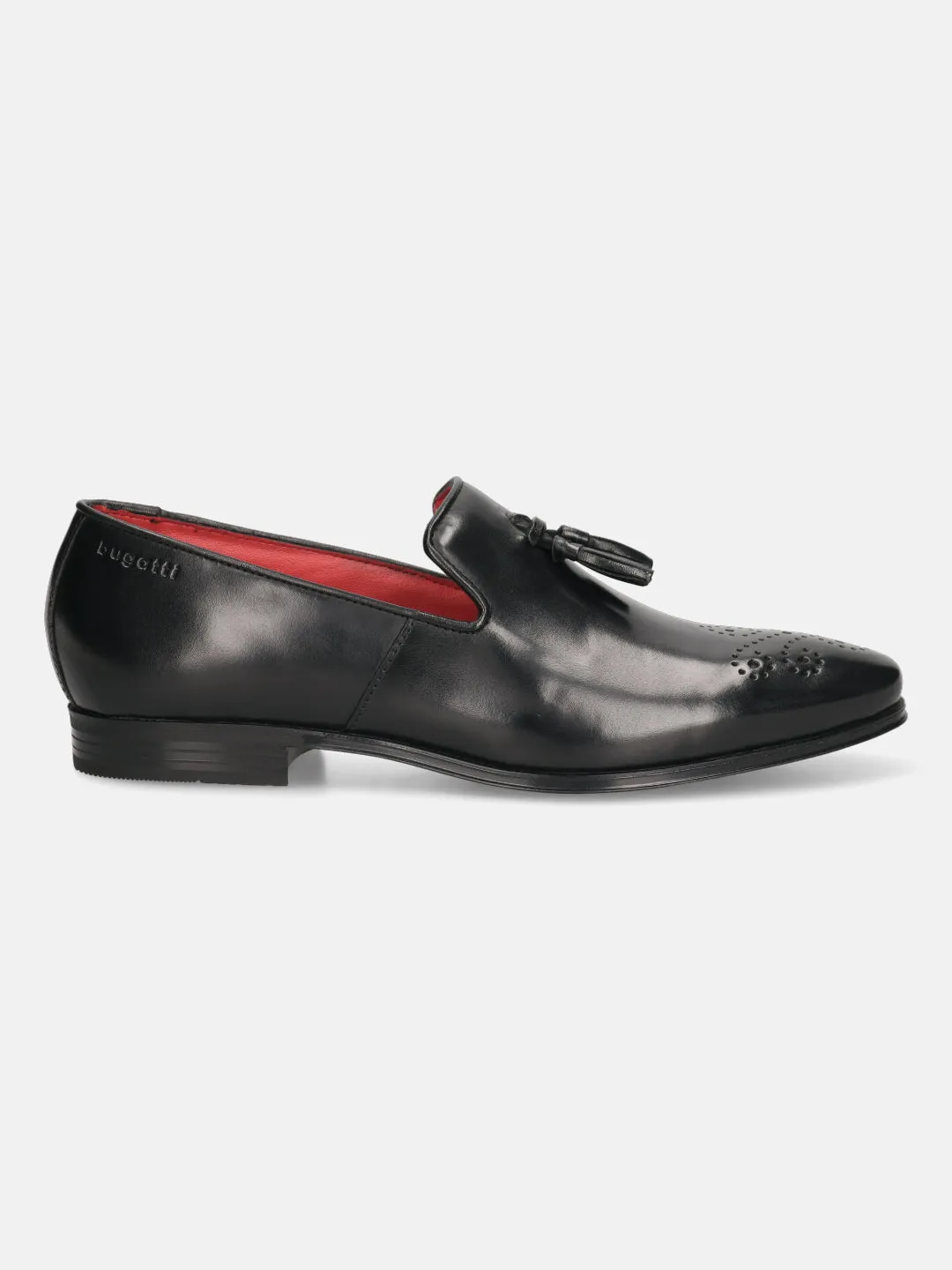 bugatti Black Premium Leather Slip-ons Formal