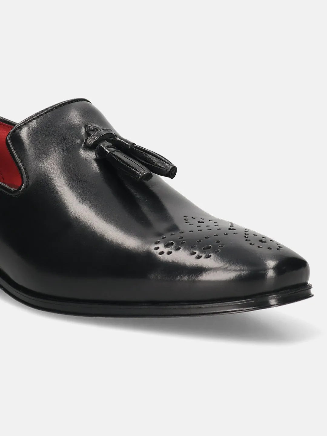 bugatti Black Premium Leather Slip-ons Formal