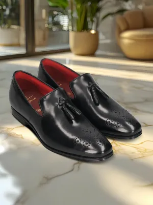 bugatti Black Premium Leather Slip-ons Formal