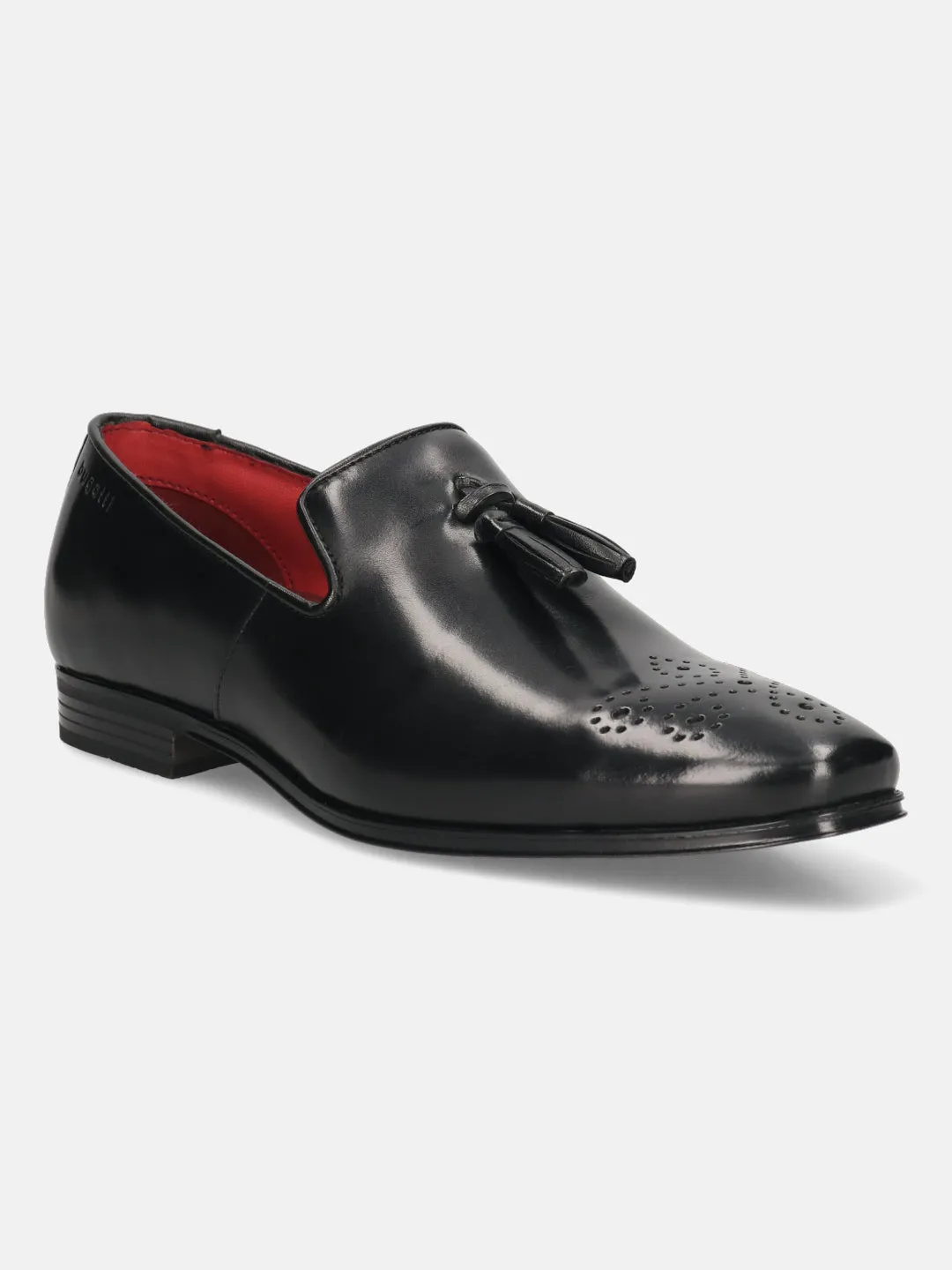 bugatti Black Premium Leather Slip-ons Formal