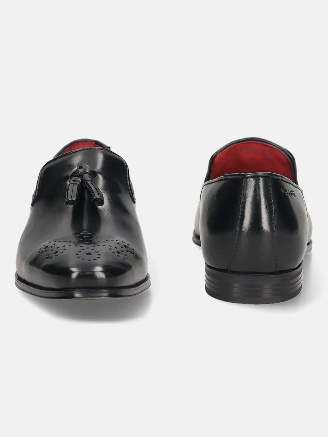 bugatti Black Premium Leather Slip-ons Formal