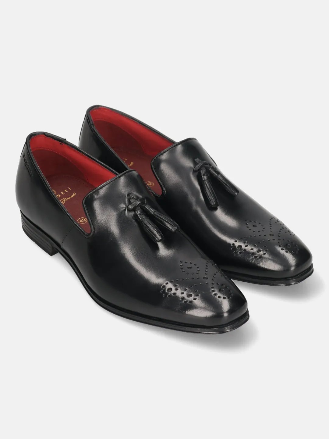 bugatti Black Premium Leather Slip-ons Formal