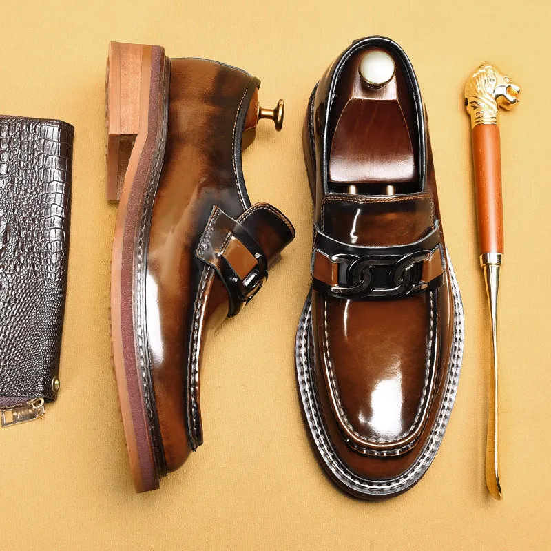 Business Casual Loafers Horsebit Buckle British Style