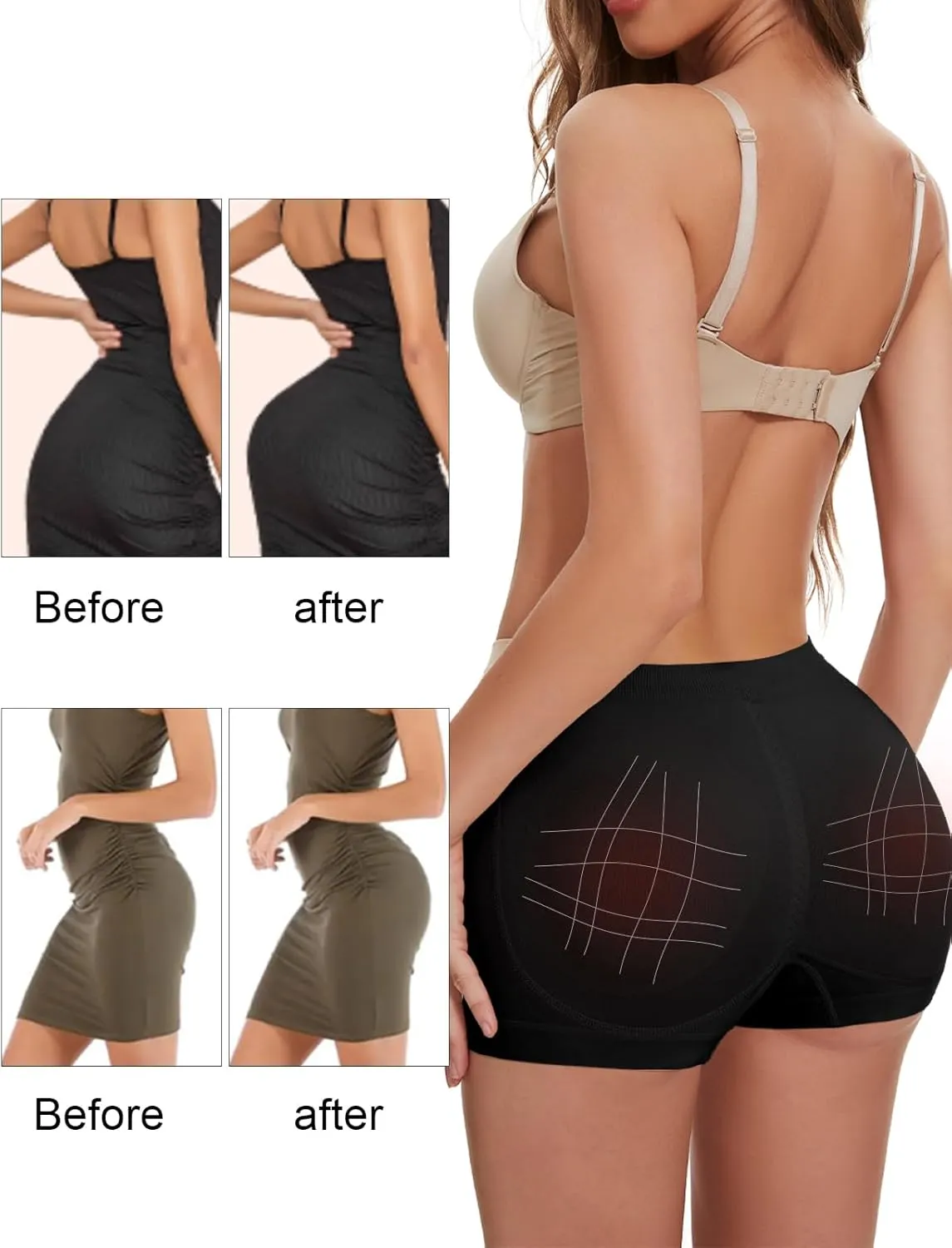 Butt Lifter Panties Shaperwear for Women Seamless Hip Enahncer Body Shaper Boyshort Padded Underwear