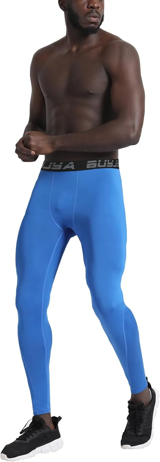 BUYJYA 3 or 5 Pack Men's Compression Pants Running Tights Workout Leggings Athletic Cool Dry Yoga Gym Clothes Gift
