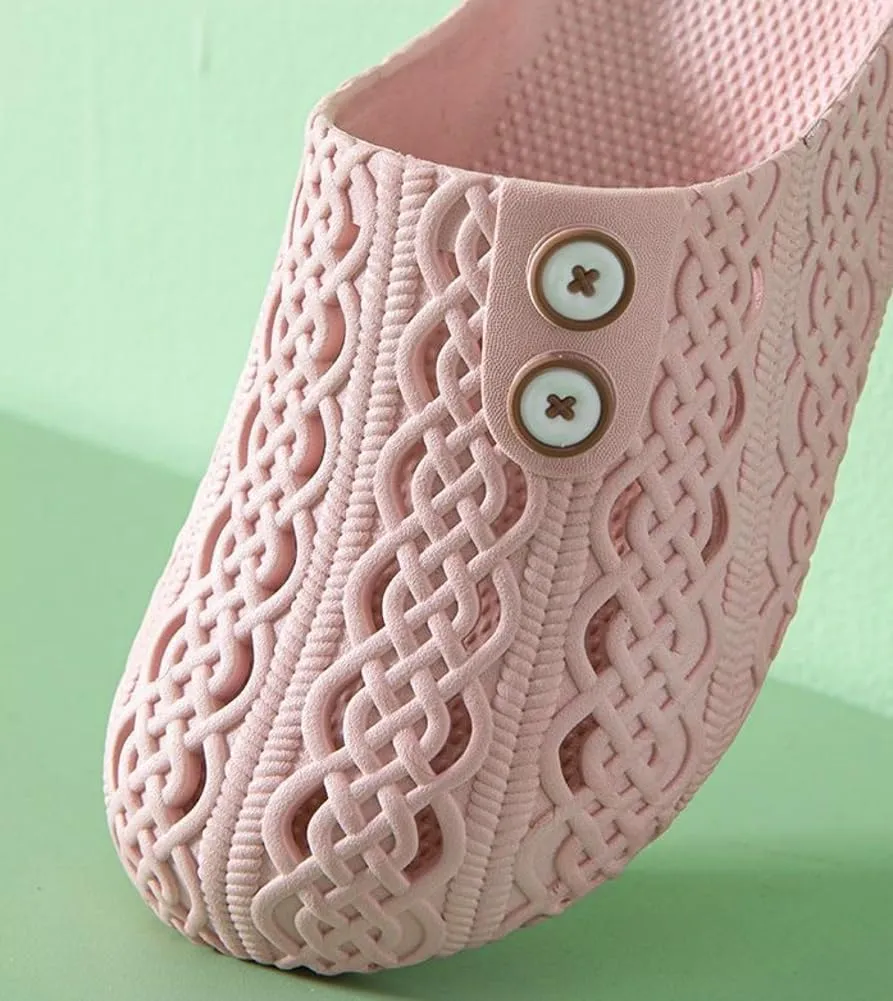 Caistre Shower Slippers with Holes Women House Slipper Lightweight Slide Sandals Indoor Outdoor Bath Slippers Non Slip House Shoes