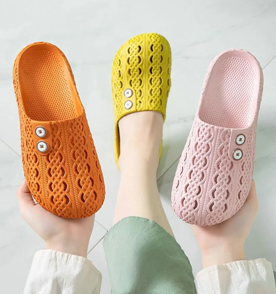 Caistre Shower Slippers with Holes Women House Slipper Lightweight Slide Sandals Indoor Outdoor Bath Slippers Non Slip House Shoes