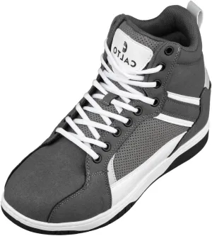 CALTO Men's Invisible Height Increasing Elevator Trainer Shoes - Grey/White Lace-up Fashion High-Top Sneakers - 3.2 Inches Taller - S3721 - Size 8 D(M) US