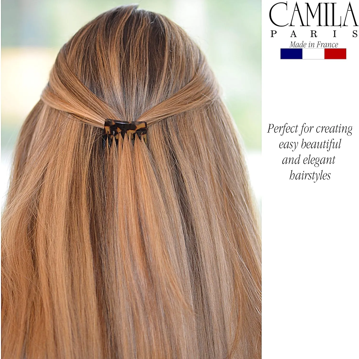 Camila Paris CP2008/2 French Hair Side Comb Handmade Small Tokyo French Twist Hair Combs Decorative, Strong Hold Hair Clips for Women Bun Chignon Up-Do Styling Girls Hair Accessories, Made in France