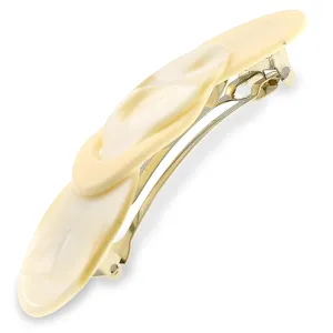 Camila Paris CP2337 French Hair Barrette Clip for Girls Handmade Cream Pearl, Metal Automatic Clasp Strong Hold Grip Hair Clips for Women, No Slip Durable Styling Girls Hair Accessories Made in France