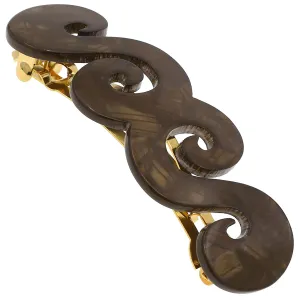 Camila Paris CP3170 French Hair Barrette Clip for Girls, Handmade, Brown, Gold Metal Clasp Strong Hold Grip Hair Clips for Women, No Slip and Durable Styling Girls Hair Accessories, Made in France