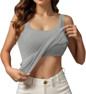 Camisole Tops for Women Cotton Adjustable Straps Padded Tank Tops with Built-in Padded Bra Workout Yoga Shirt