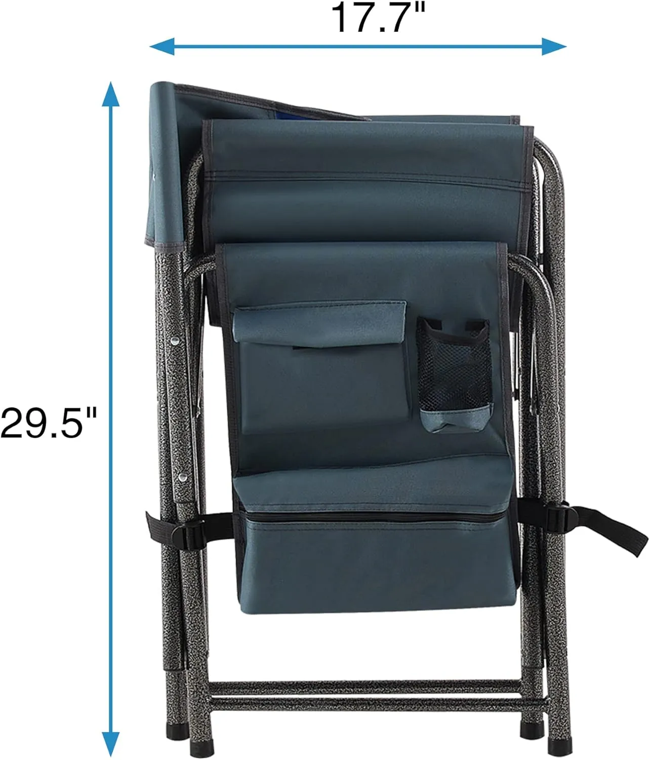 Camping Chair, 1-Piece Padded Folding Outdoor Chair with Side Table and Storage Pockets,Lightweight Oversized Directors Chair for Indoor, Outdoor Camping, Picnics and Fishing (1, Blue   Grey)