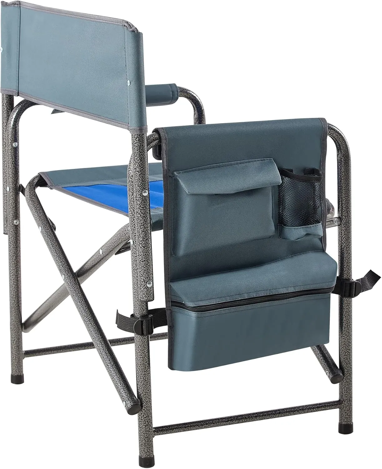 Camping Chair, 1-Piece Padded Folding Outdoor Chair with Side Table and Storage Pockets,Lightweight Oversized Directors Chair for Indoor, Outdoor Camping, Picnics and Fishing (1, Blue   Grey)