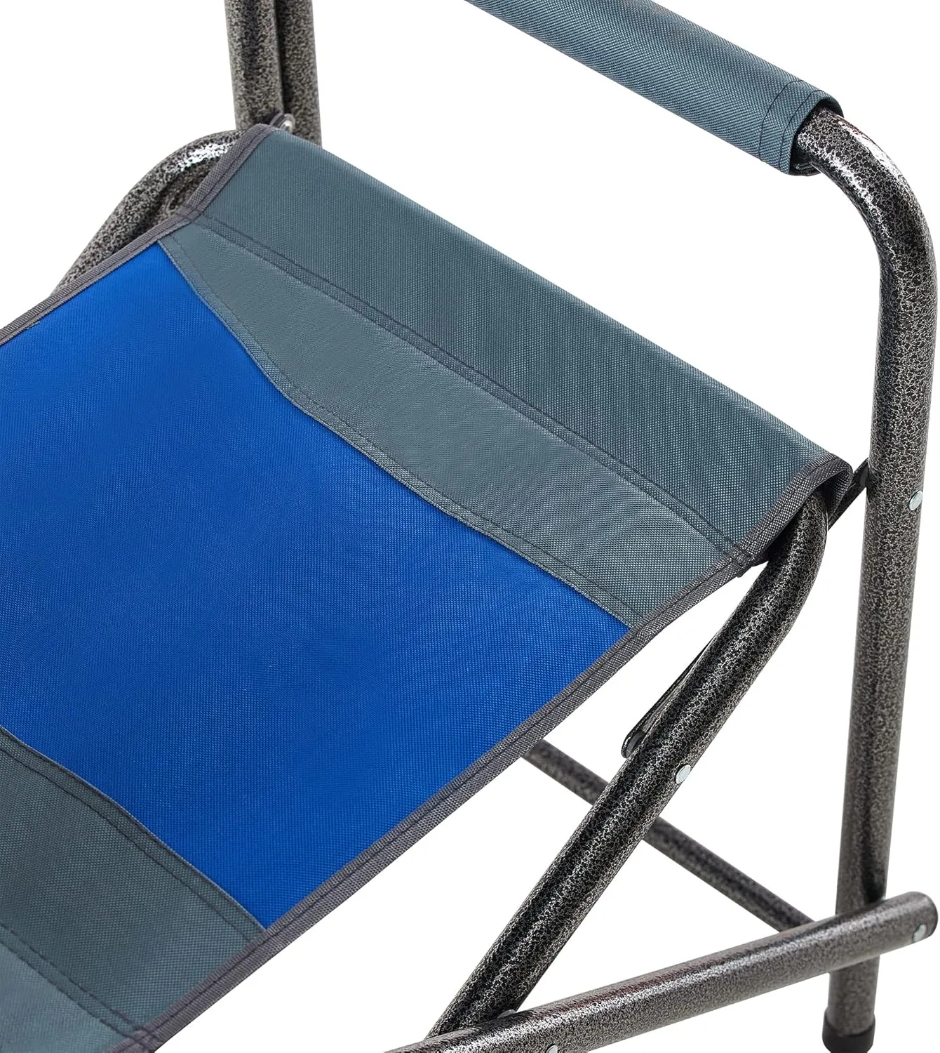 Camping Chair, 1-Piece Padded Folding Outdoor Chair with Side Table and Storage Pockets,Lightweight Oversized Directors Chair for Indoor, Outdoor Camping, Picnics and Fishing (1, Blue   Grey)
