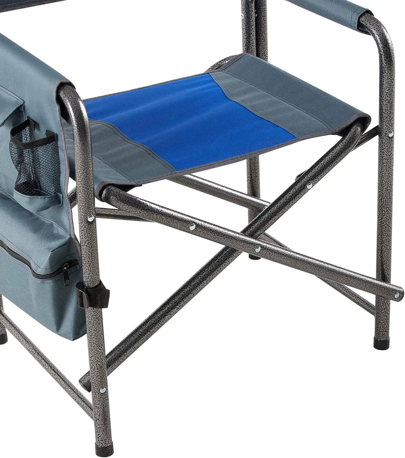 Camping Chair, 1-Piece Padded Folding Outdoor Chair with Side Table and Storage Pockets,Lightweight Oversized Directors Chair for Indoor, Outdoor Camping, Picnics and Fishing (1, Blue   Grey)