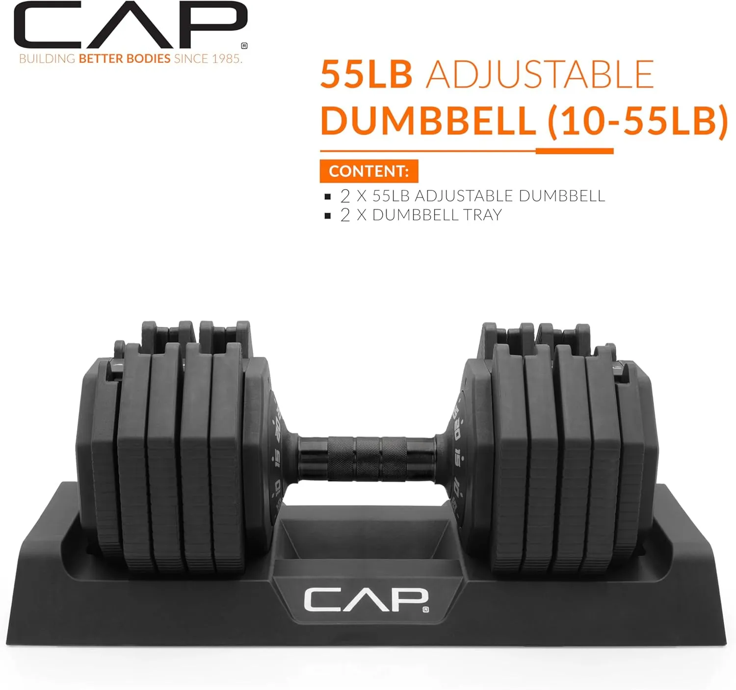 CAP Barbell ADJUSTABELL Adjustable 55 lb Hex Dumbbell Weights - Singles & Pairs | Multiple Handle Options