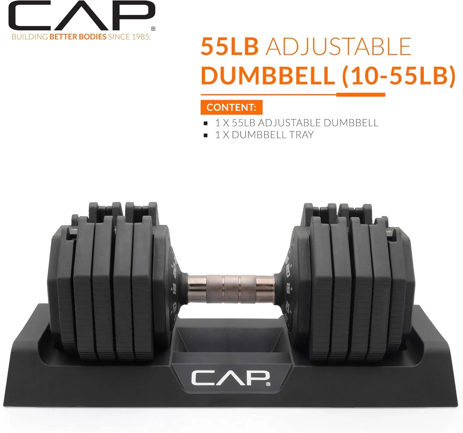 CAP Barbell ADJUSTABELL Adjustable 55 lb Hex Dumbbell Weights - Singles & Pairs | Multiple Handle Options