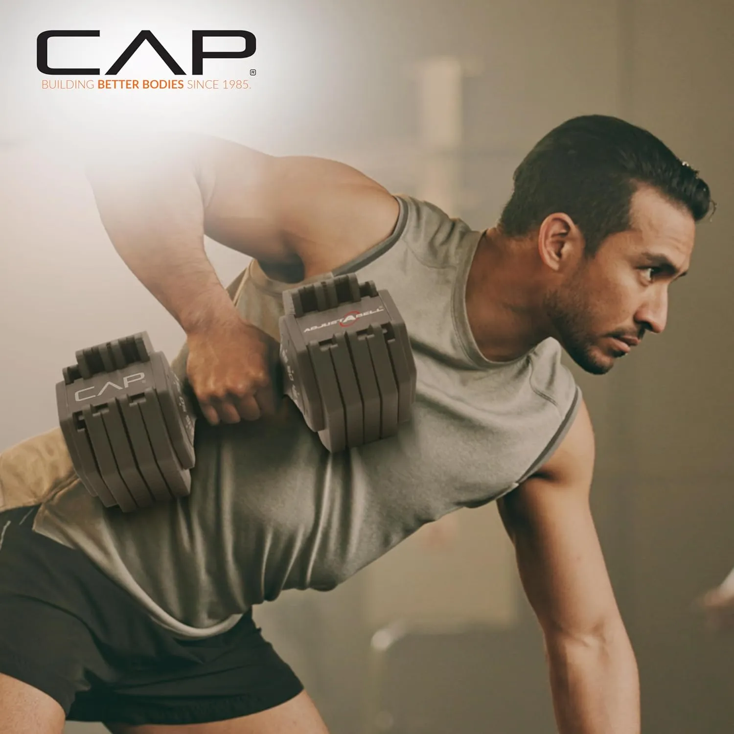 CAP Barbell ADJUSTABELL Adjustable 55 lb Hex Dumbbell Weights - Singles & Pairs | Multiple Handle Options