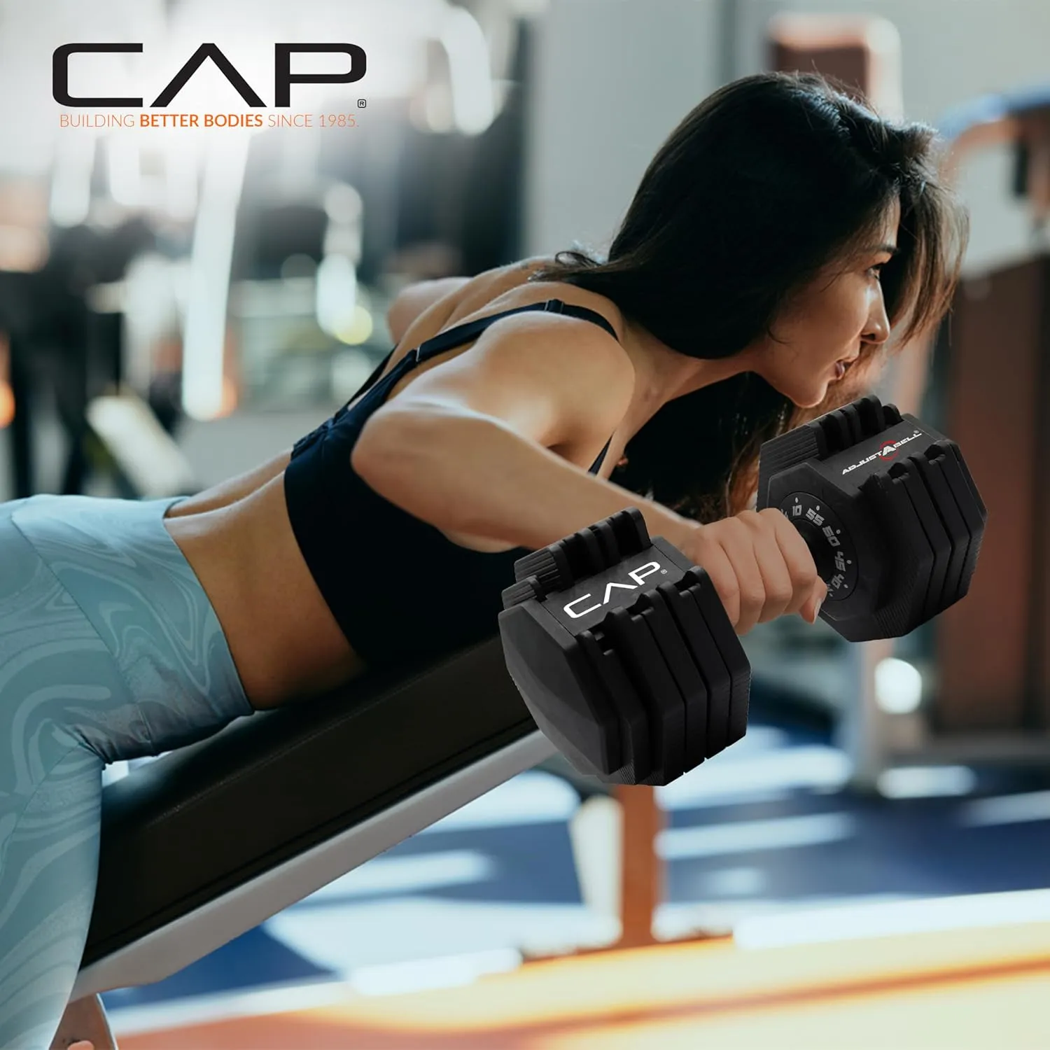CAP Barbell ADJUSTABELL Adjustable 55 lb Hex Dumbbell Weights - Singles & Pairs | Multiple Handle Options