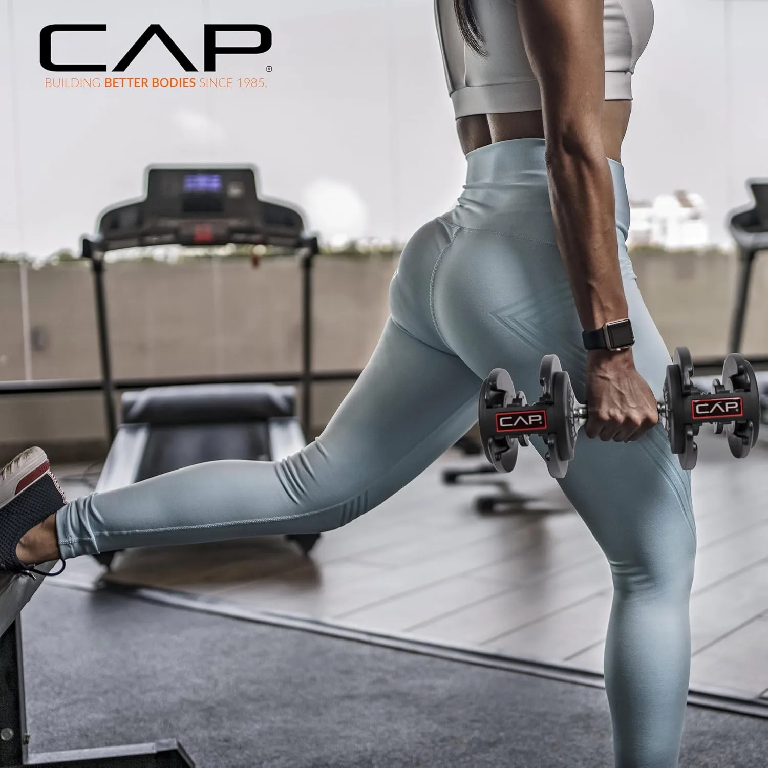 CAP Barbell ADJUSTABELL Adjustable Round Dumbbell Weights - Singles & Pairs | 12.5 lb, 25 lb & 55 lb | Multiple Handle Options