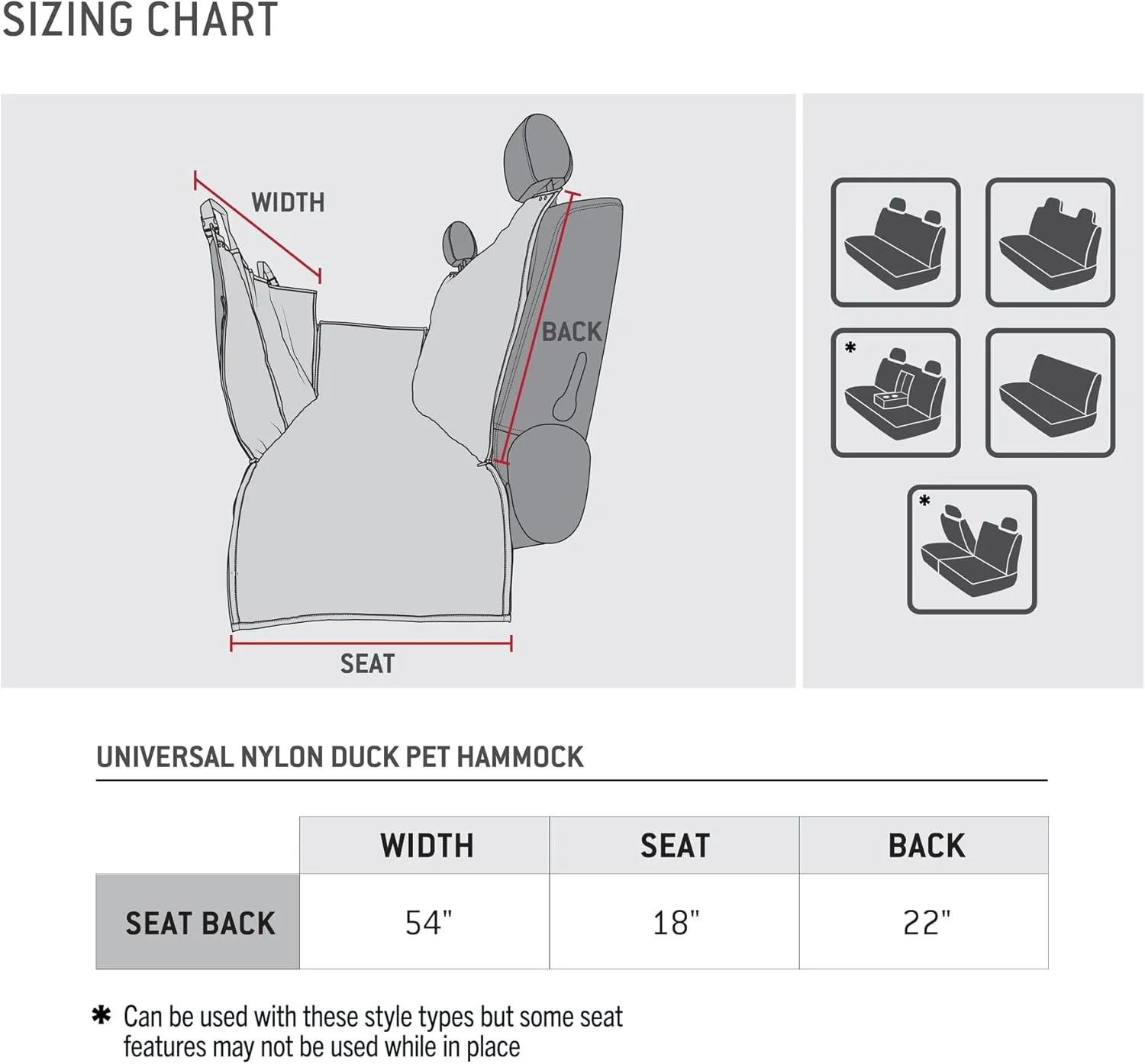 Carhartt Universal Fitted Nylon Duck Pet Hammock, Dog Back Seat Cover, Black