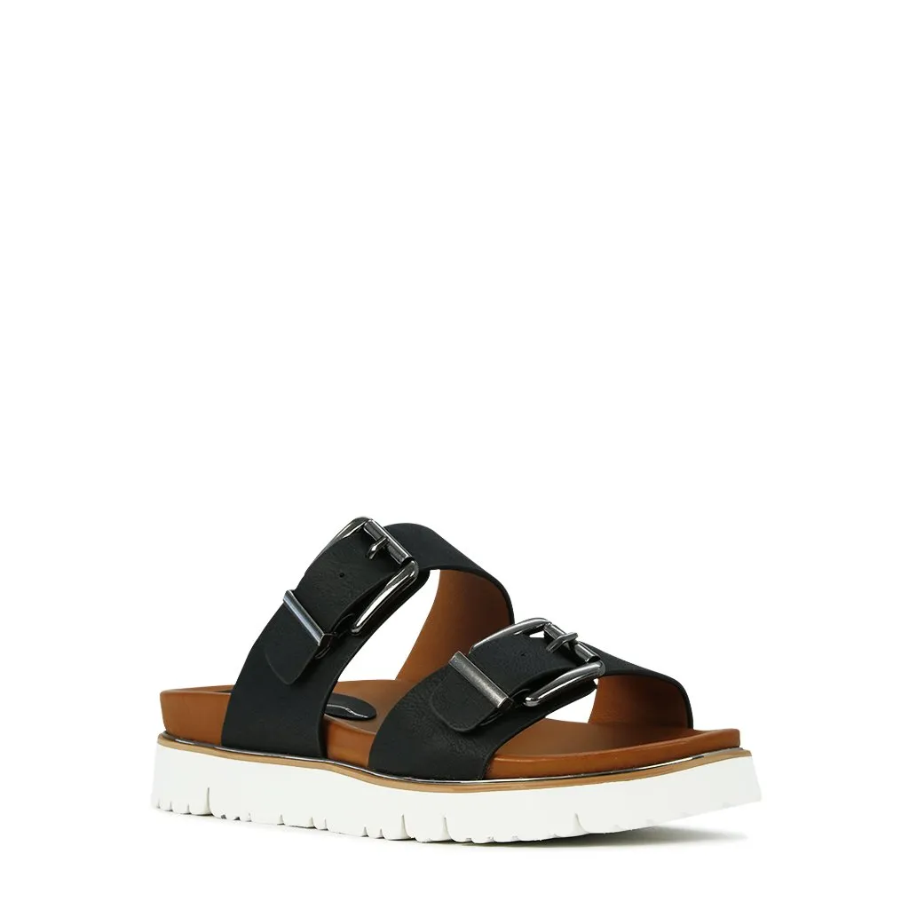 CARTER DOUBLE BUCKLE SLIDE SANDALS