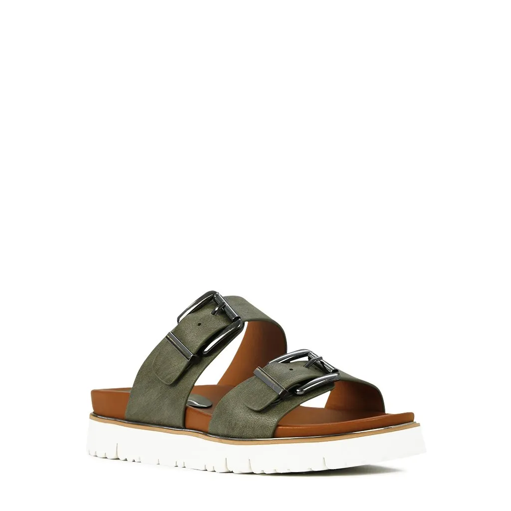 CARTER DOUBLE BUCKLE SLIDE SANDALS