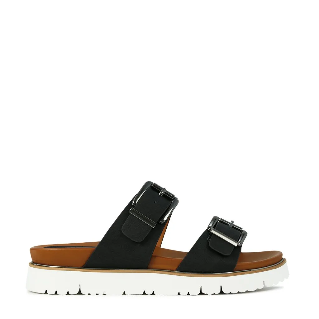 CARTER DOUBLE BUCKLE SLIDE SANDALS