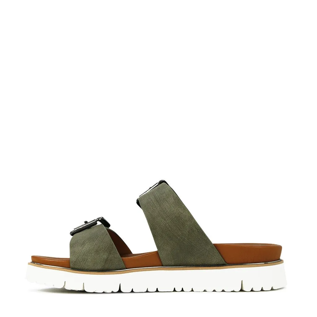 CARTER DOUBLE BUCKLE SLIDE SANDALS