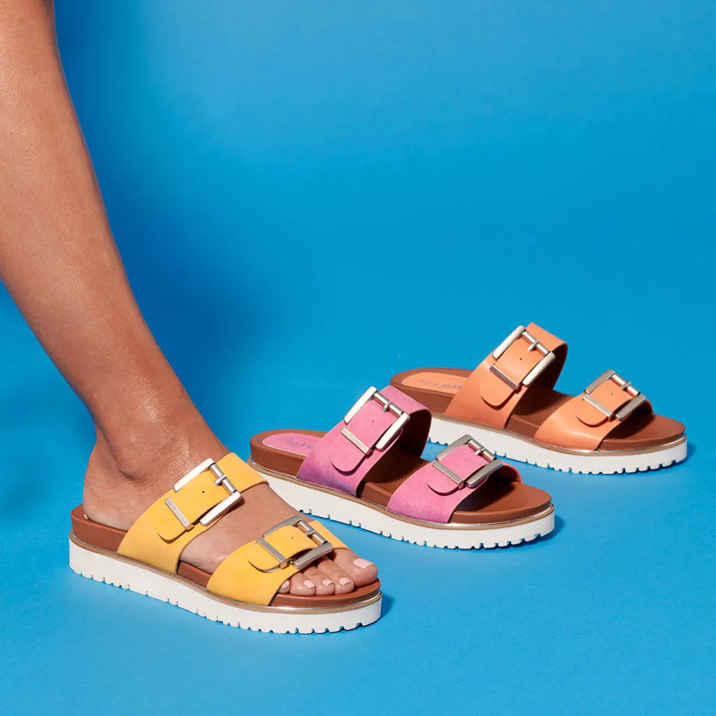 CARTER DOUBLE BUCKLE SLIDE SANDALS