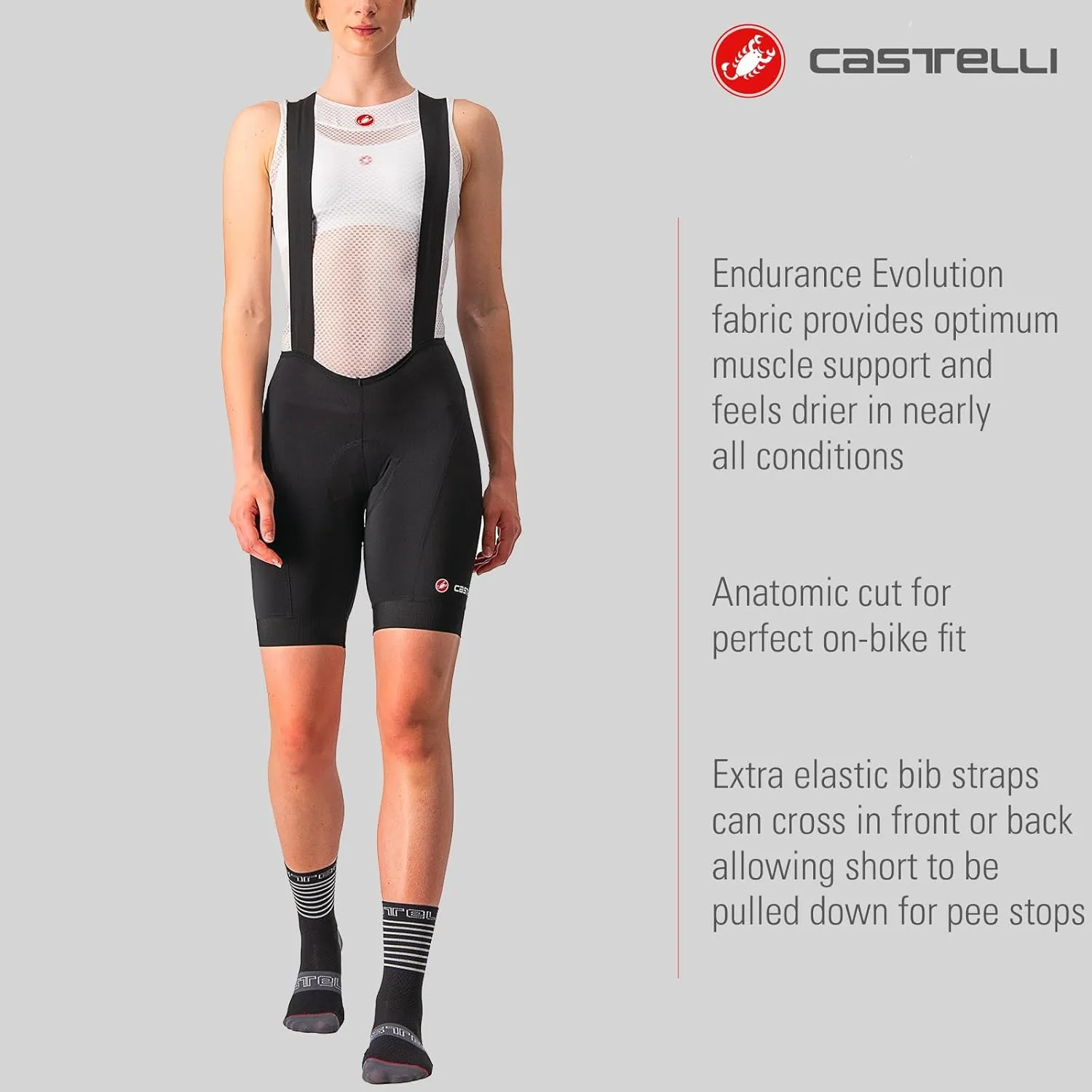 CASTELLI Women’s Endurance Bibshort for Road and Gravel Biking I Female Padded Cycling Shorts
