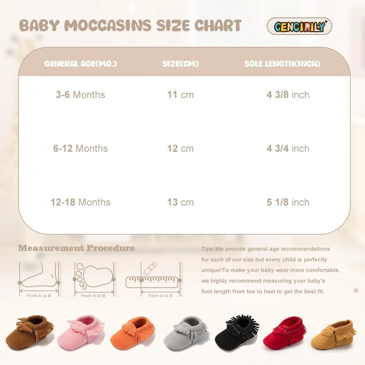 CENCIRILY Infant Baby Fringe Moccasin Slipper Boys Girls Tassel Suede Leather Toddler Sneakers Soft Sole First Walking Loafers Crib Shoes