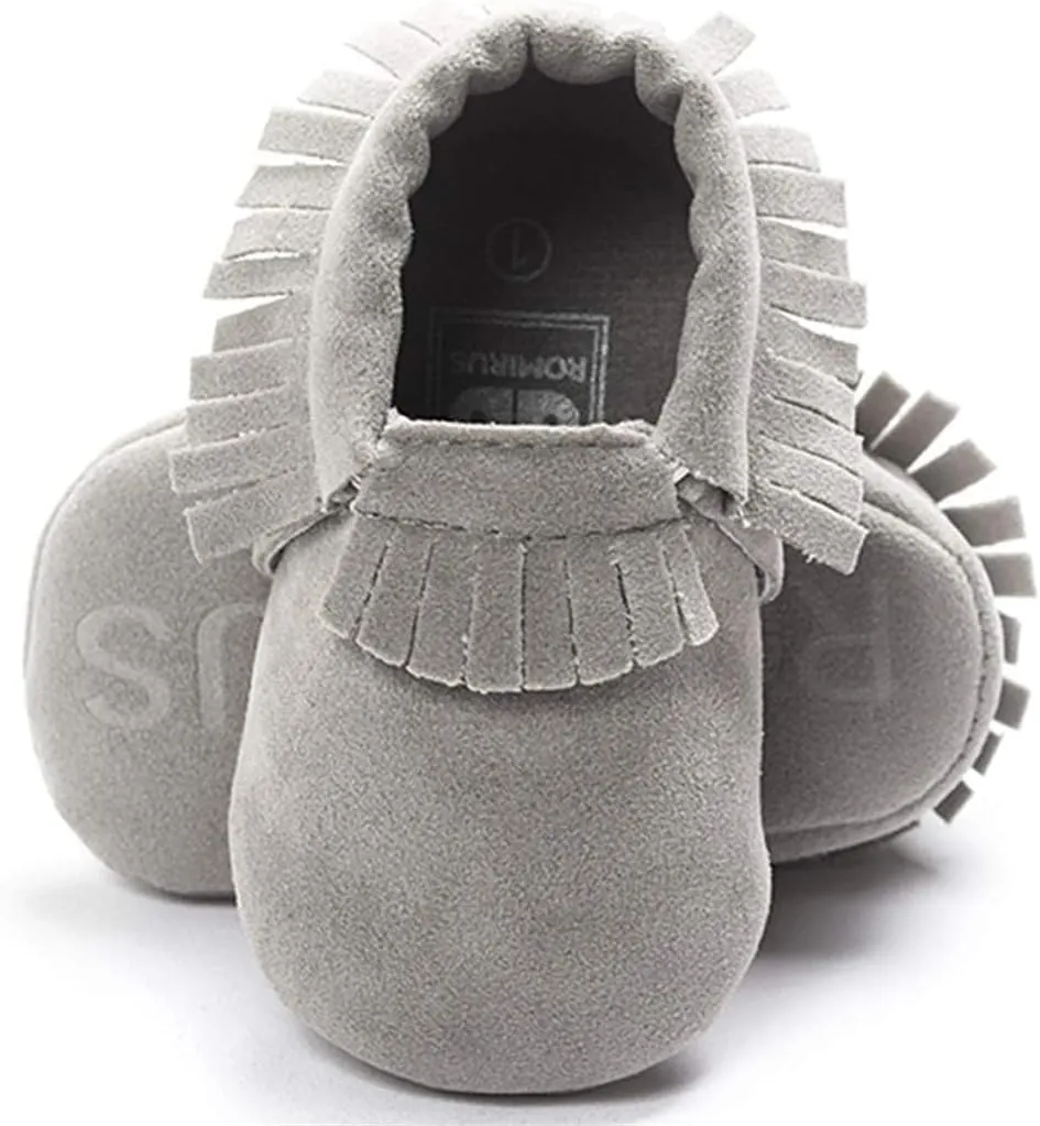 CENCIRILY Infant Baby Fringe Moccasin Slipper Boys Girls Tassel Suede Leather Toddler Sneakers Soft Sole First Walking Loafers Crib Shoes