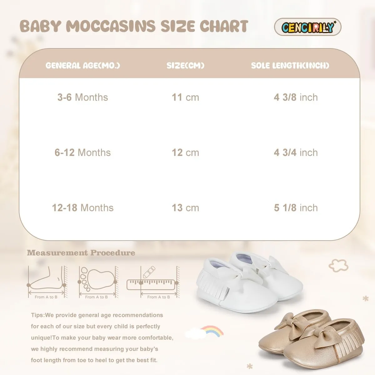 CENCIRILY Infant Baby Fringe Moccasin Slipper Boys Girls Tassel Suede Leather Toddler Sneakers Soft Sole First Walking Loafers Crib Shoes