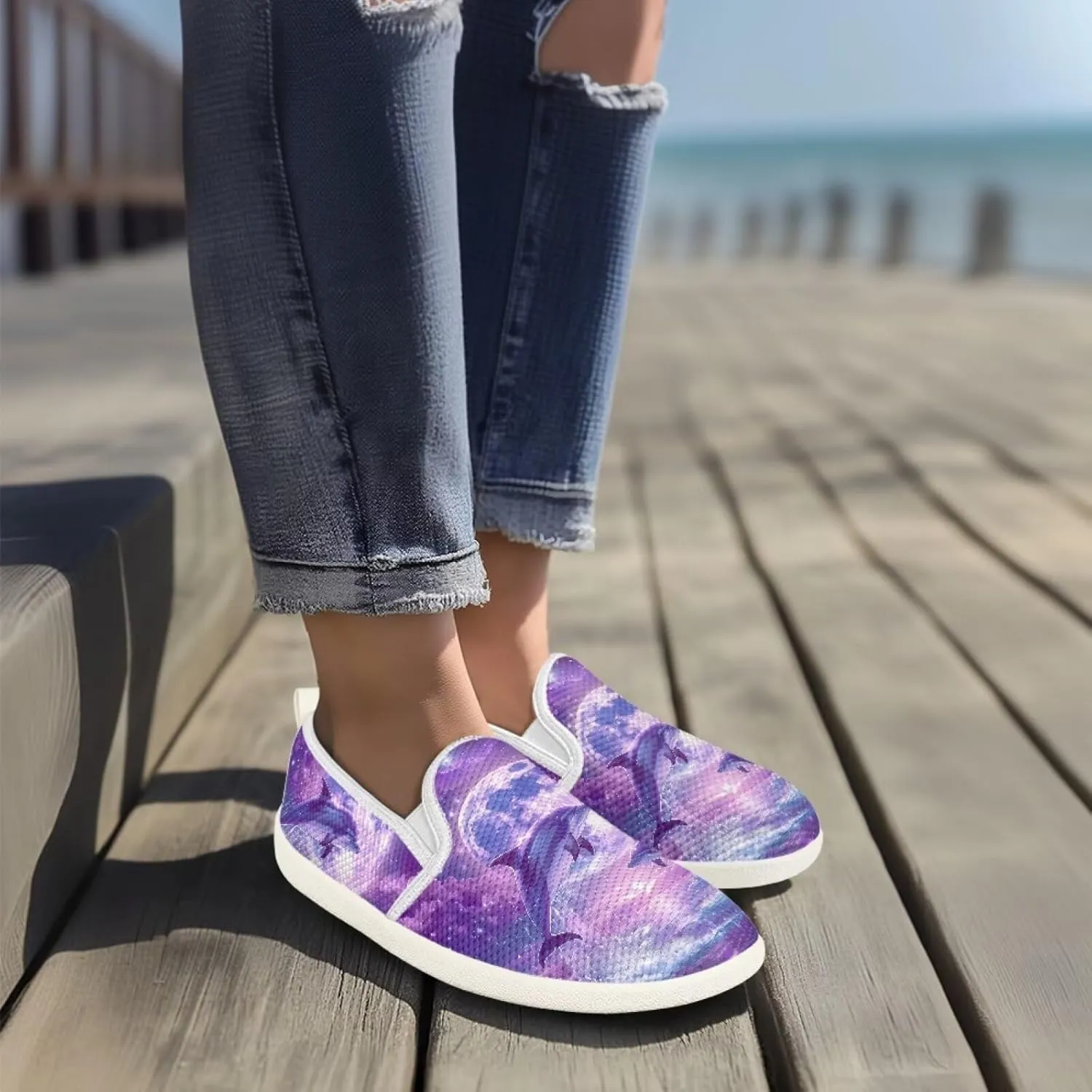 chaqlin Loafers for Women Flat Drop in Low Top Clipper Slip On Beach Travel Comfy Tennis Shoes Fashion Dress Loafers