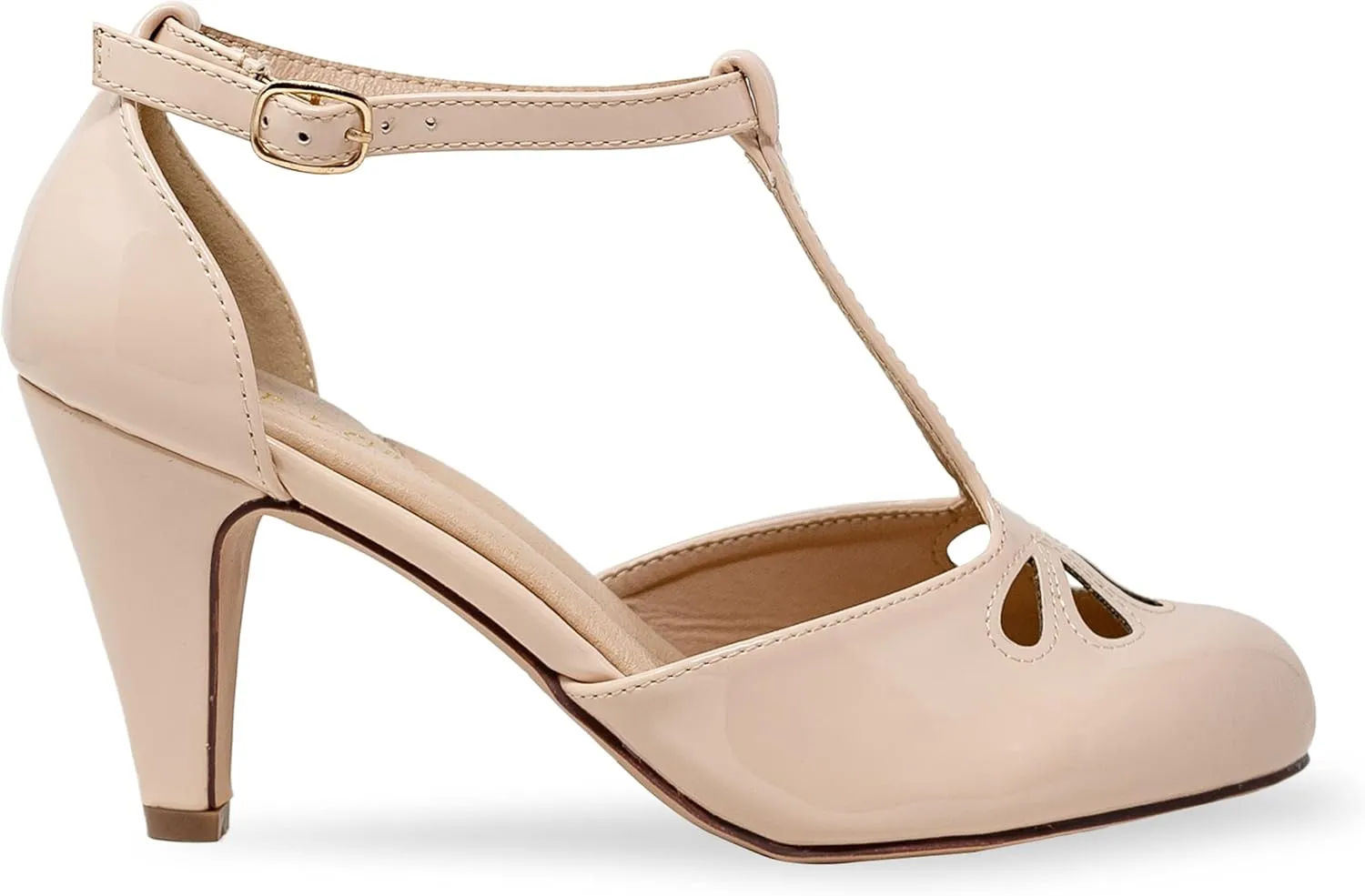 Chase & Chloe Women Mary Jane Oxford Pumps - Cute Low Kitten Heels - Retro Round Toe Shoe with Ankle Strap