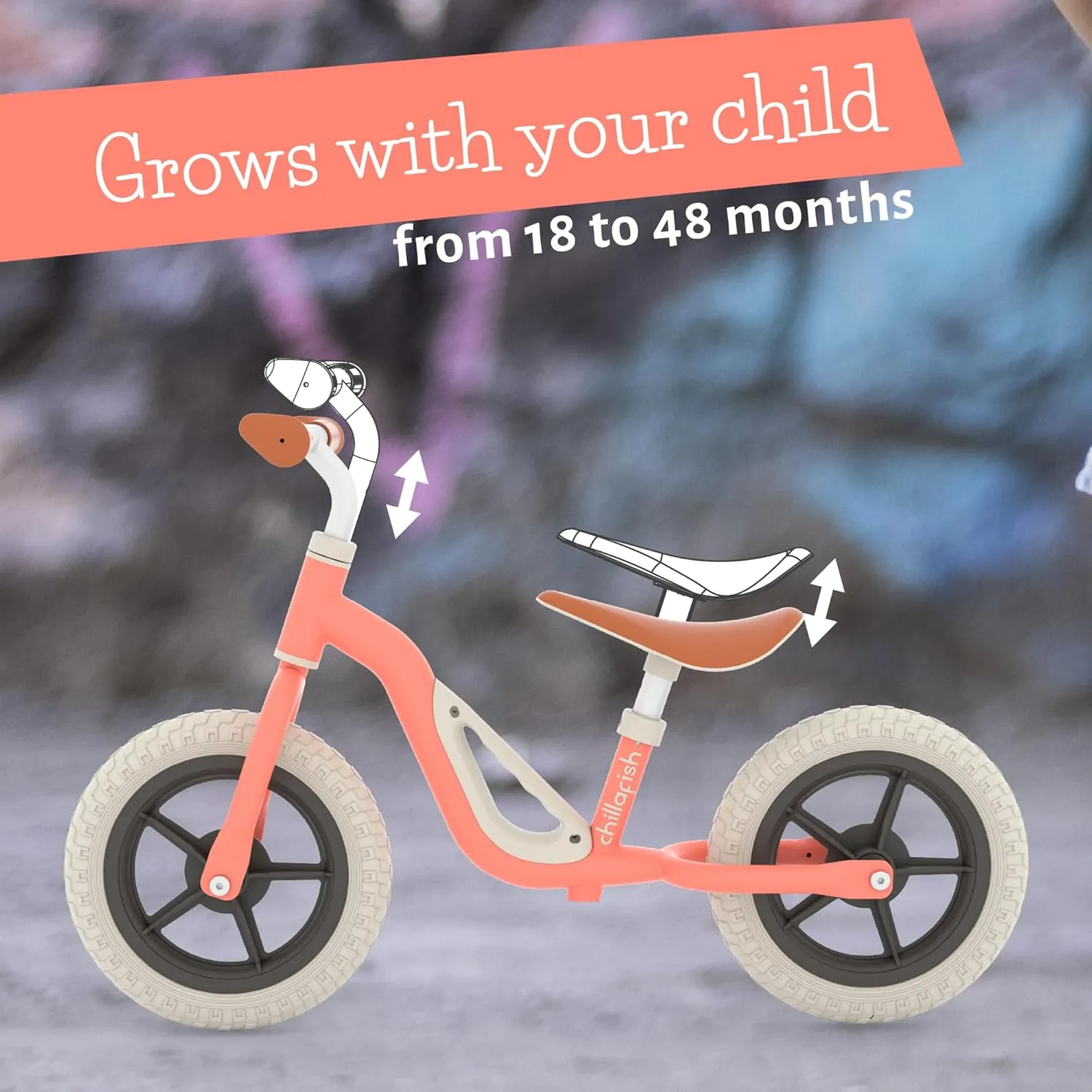 Chillafish Charlie Toddler Balance Bike, Lightweight 10-Inch Bike for Boys & Girls 2 to 4 Years Old, Adjustable Seat, Carry Handle & No-Puncture Tires