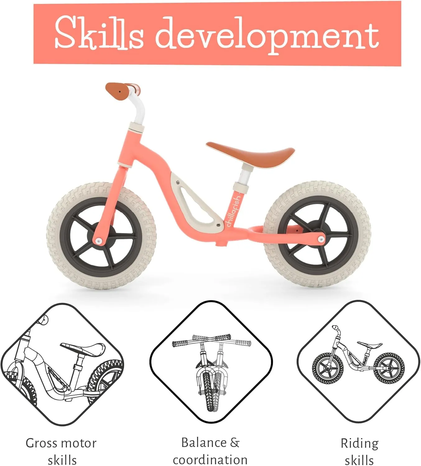 Chillafish Charlie Toddler Balance Bike, Lightweight 10-Inch Bike for Boys & Girls 2 to 4 Years Old, Adjustable Seat, Carry Handle & No-Puncture Tires