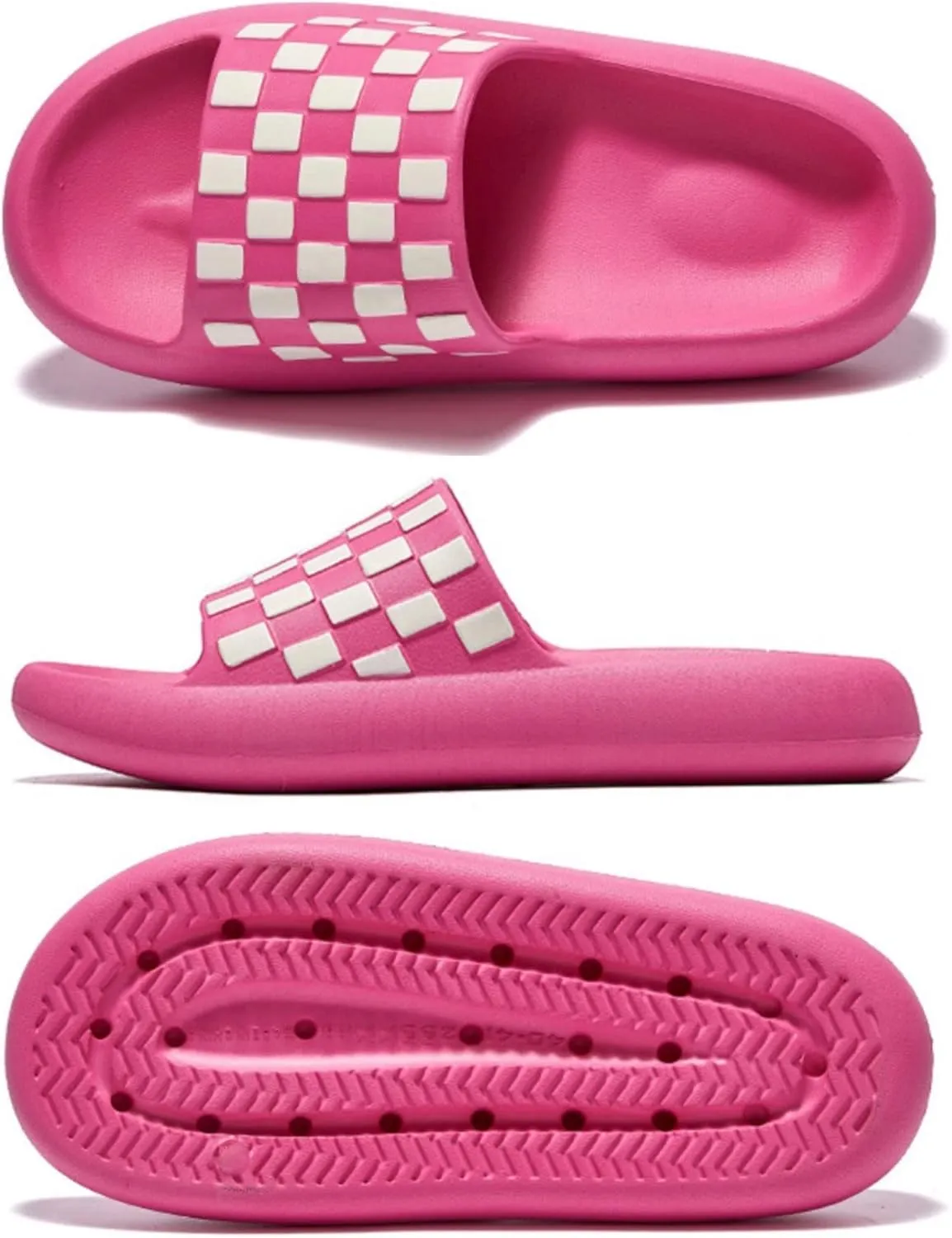 Classic Cloud Pillow Checkered Slides with Comfy Cushioned Thick Sole Platform Non-Slip Quick Drying Open Toe Home House Bathroom Bedroom Lightweight EVA Sandals Indoor and Outdoor Shoes for Women and Men