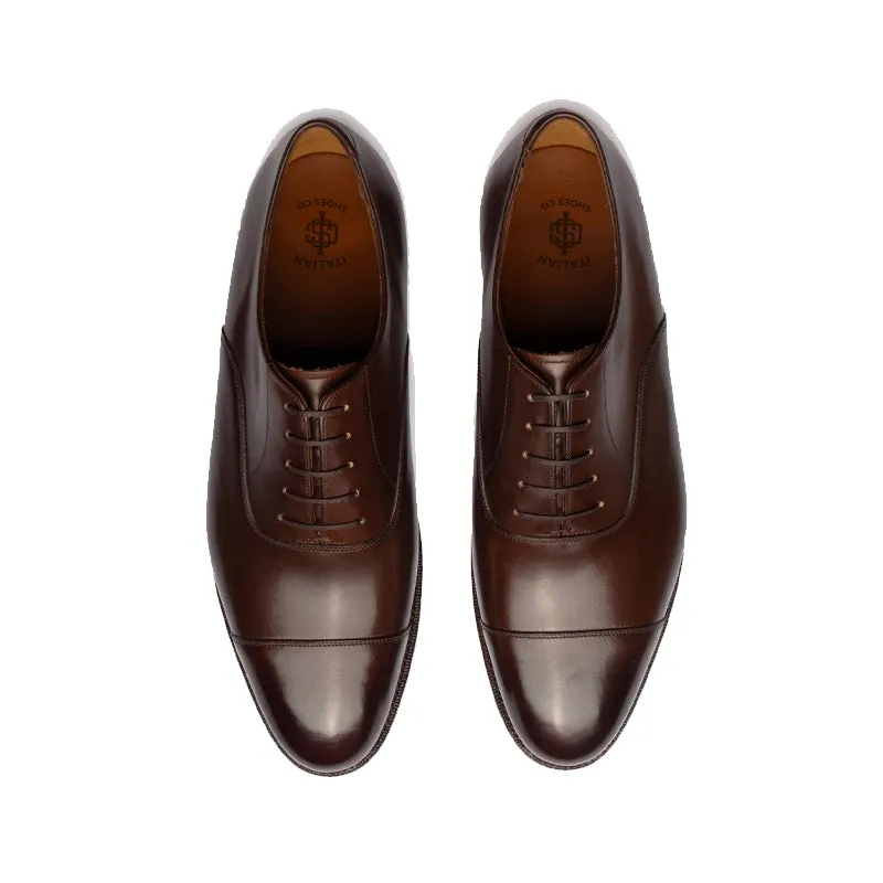 Classic Design Captoe Plain Leather Oxford Shoes