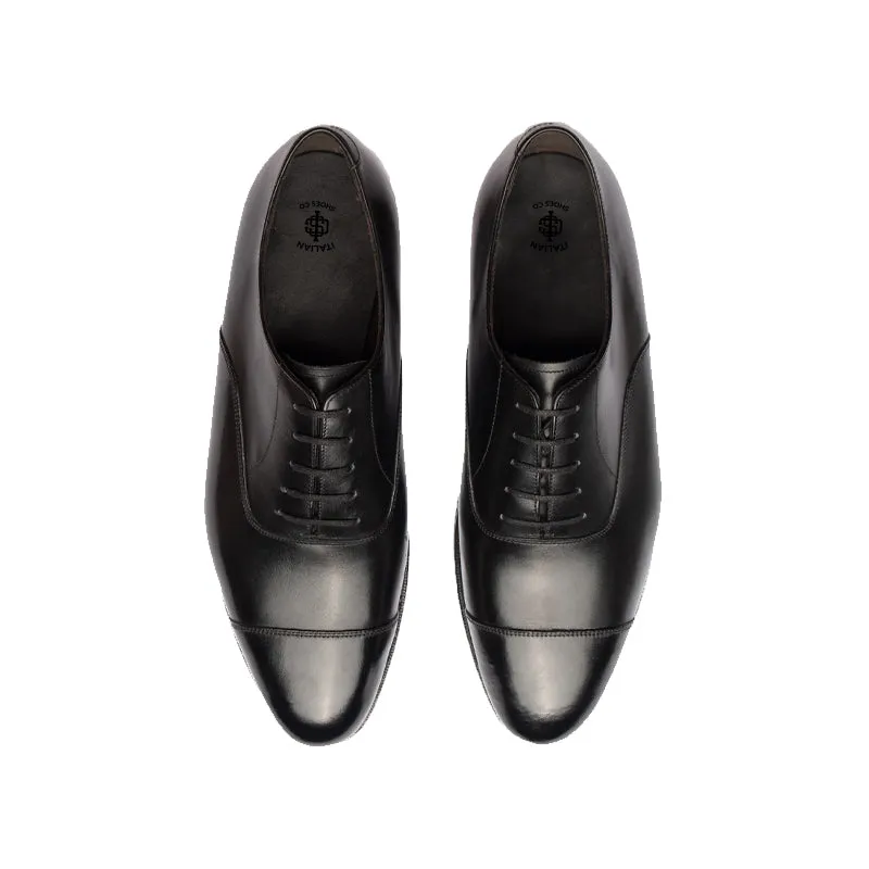 Classic Design Captoe Plain Leather Oxford Shoes