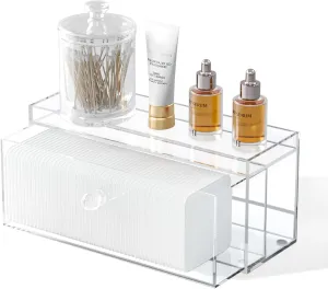 Clean Pad Storage Drawer, Acrylic Pad Dispenser for Clean Skin Club, Square Cotton Pads Holder, Rectangular Cotton Rounds Dispenser