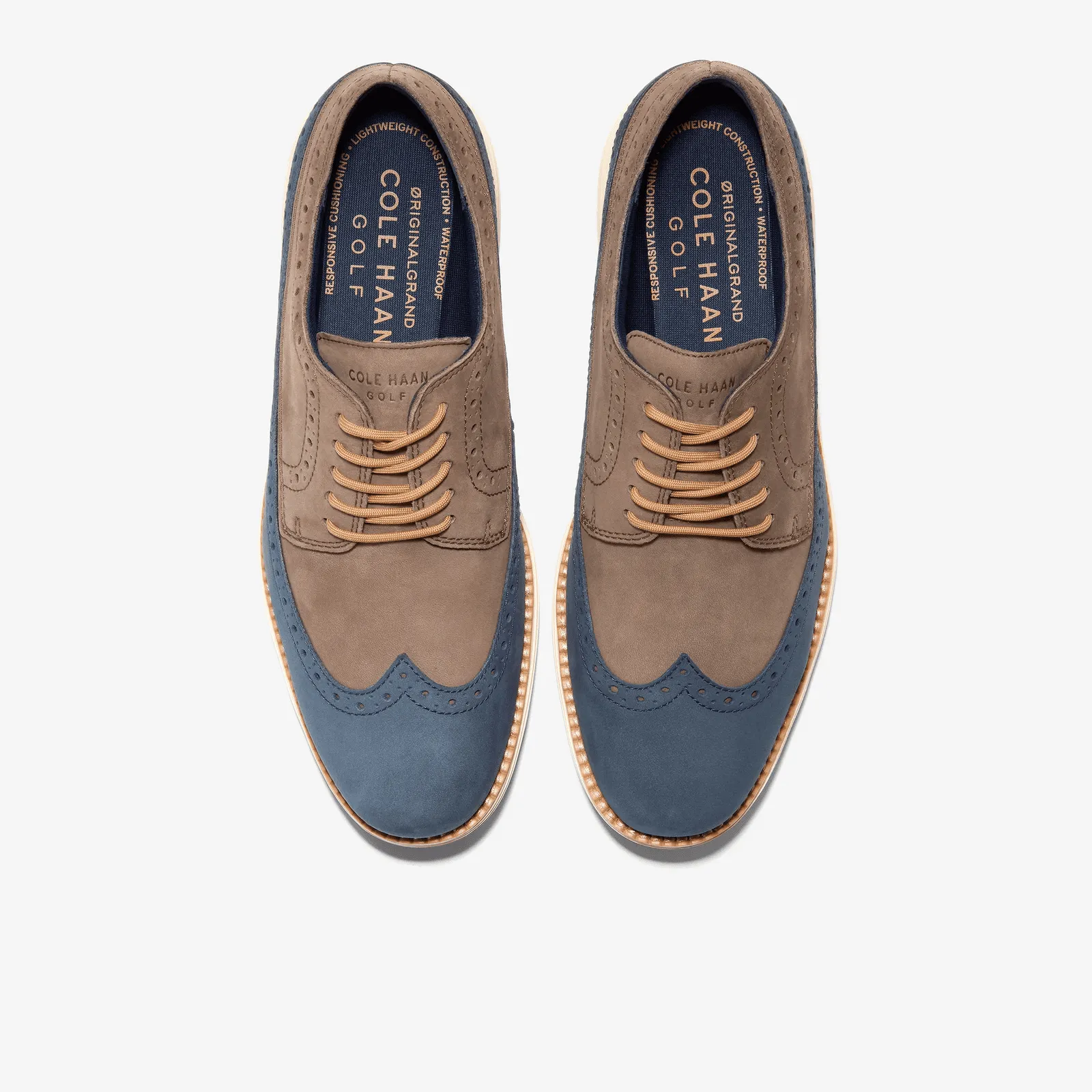 Cole Haan Men's ØriginalGrand Wingtip Oxford Golf Truffle-Navy Blazer C37503