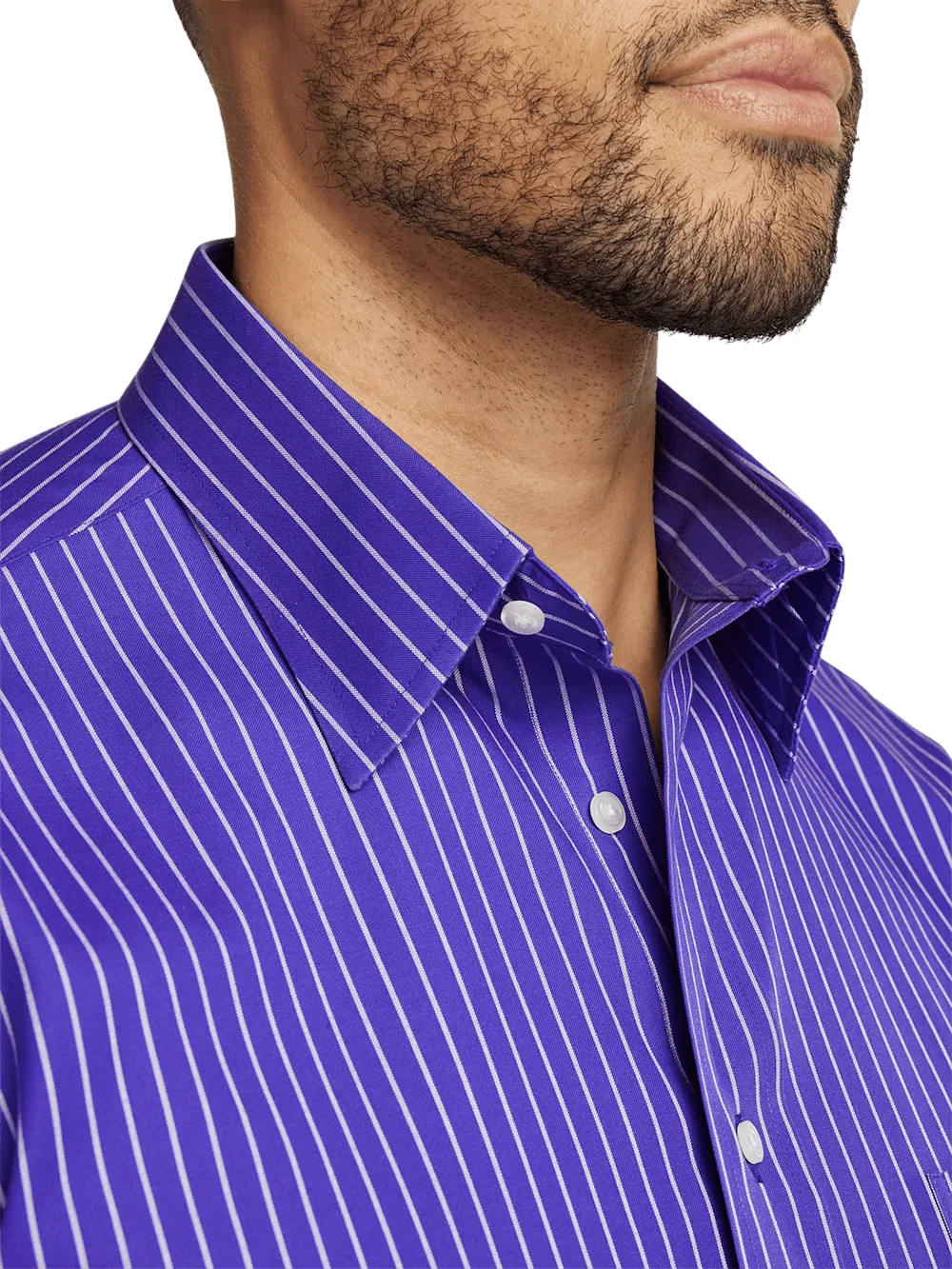 Comfort Stretch Non-Iron Stripe Dress Shirt - Purple