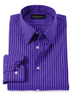 Comfort Stretch Non-Iron Stripe Dress Shirt - Purple