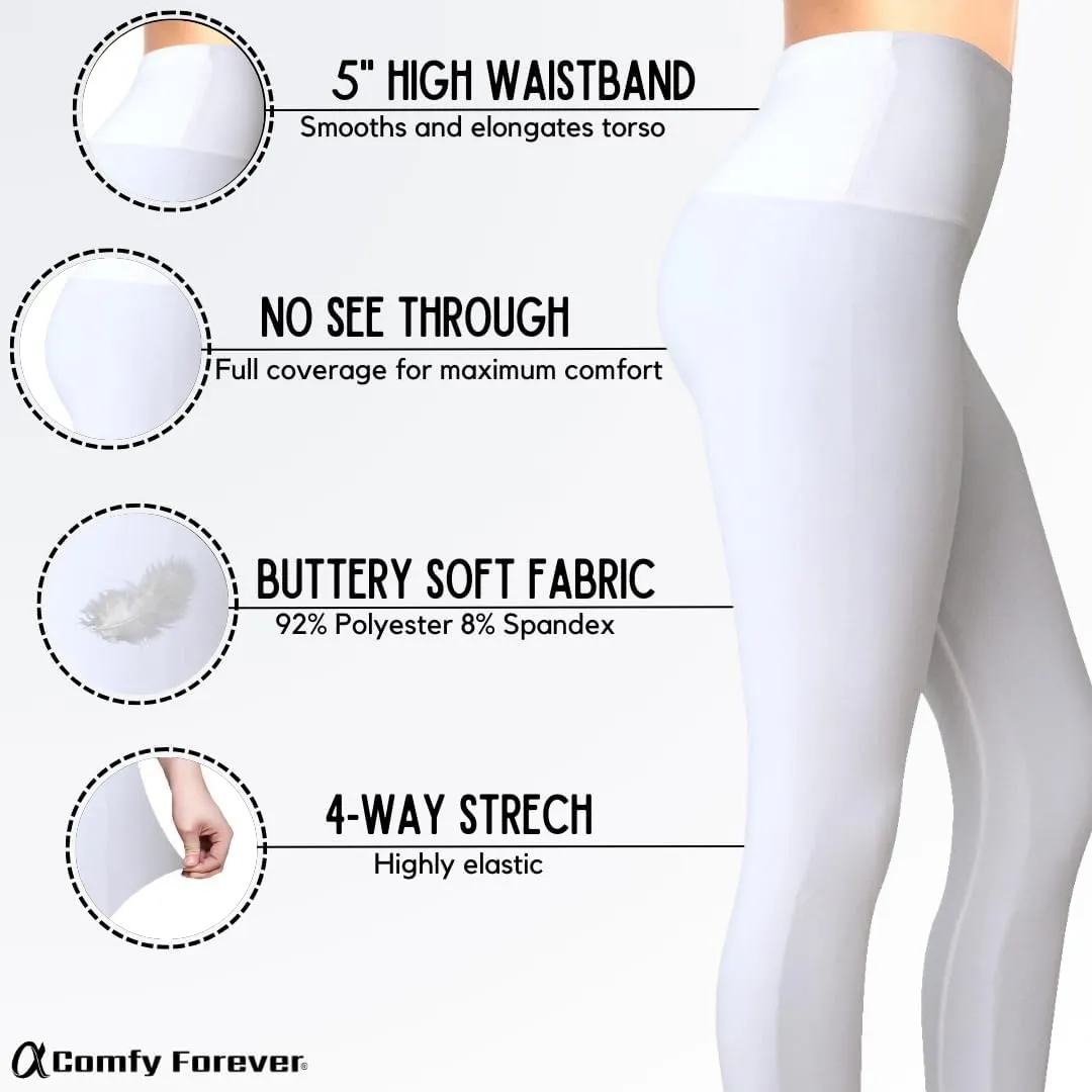 COMFY FOREVER Leggings for Women W/5' High Waist Tummy Control Ankle Length Pants
