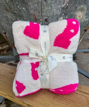 Comfy Luxe Pink Cowboy Boots Blanket