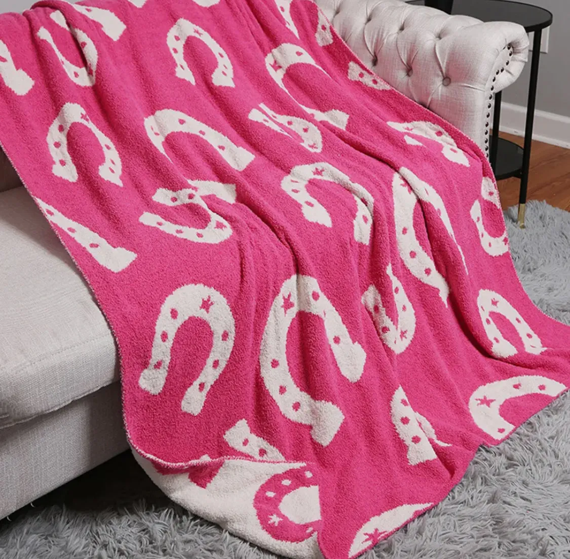Comfy Luxe Pink Cowboy Boots Blanket