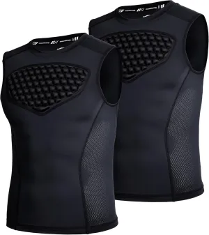 COOLOMG Youth Baseball Chest Protector Padded Shirt Heart Guard Sternum Protection for Football Lacrosse and Goalies 2-Pack